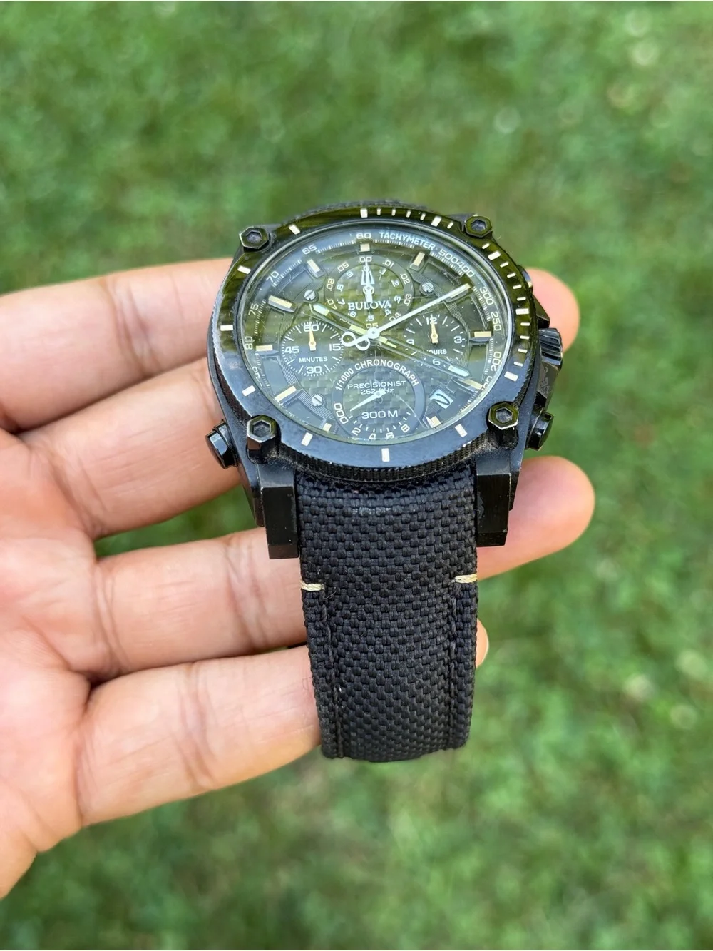 Bulova Precisionist Chronograph Nylon Strap Mens Watch black